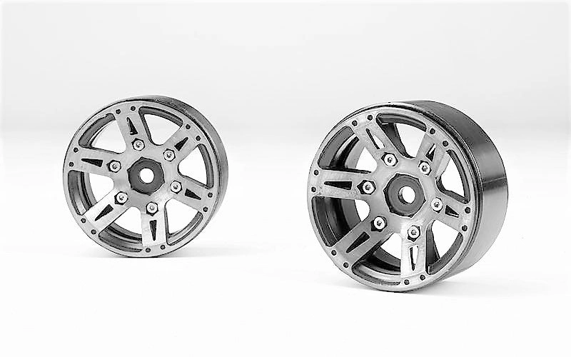 Six Spoke Beadlock Bliss: 1.9 Alloy Wheels, Ready to Rock Your Ride!